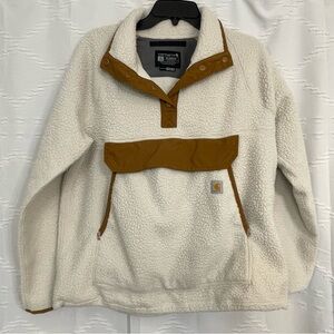 Carhartt Sherpa pullover. Tan/brown edge details